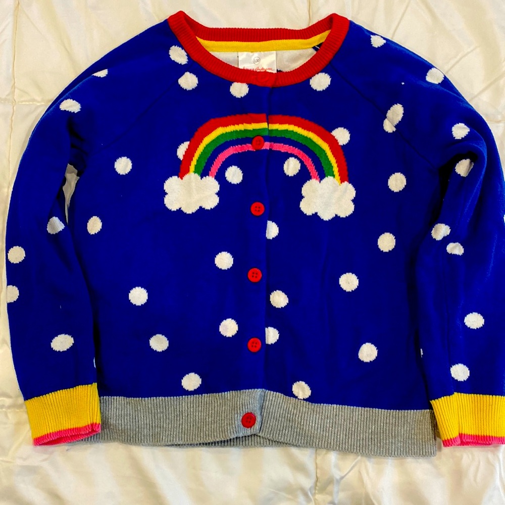 Hanna Andersson size 8 100% cotton rainbow cardigan